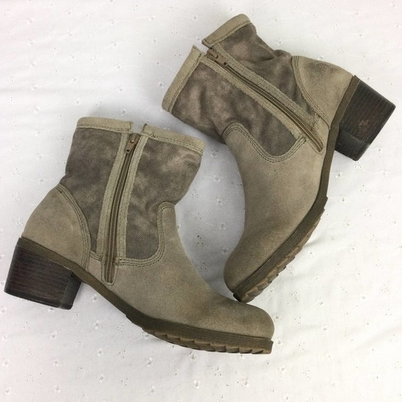 BareTraps Kammy Tan Leather Zip Up Round Toe Chunky Heel Ankle Boot Women's 11M - Picture 10 of 14